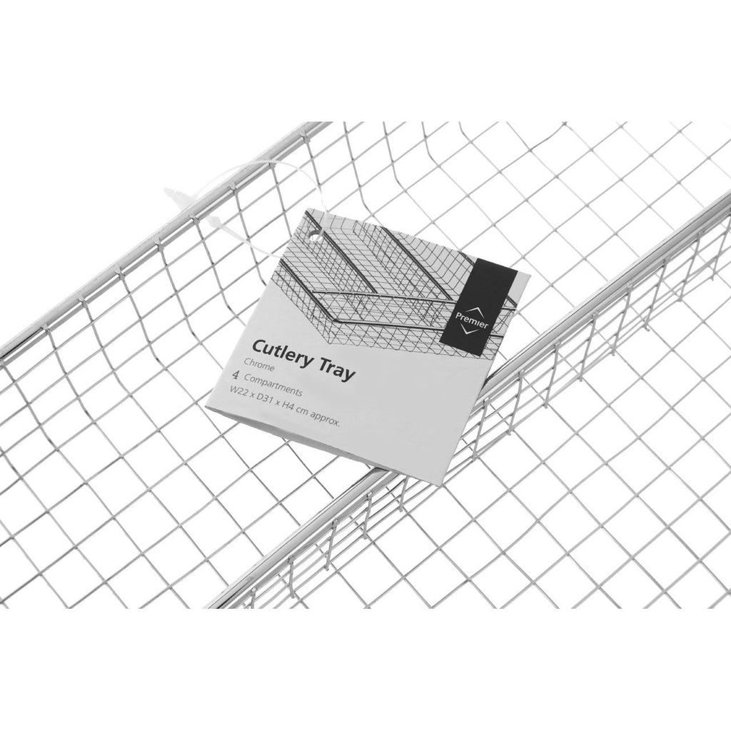 Halley Chrome Metal 4 Compartment Cutlery Tray