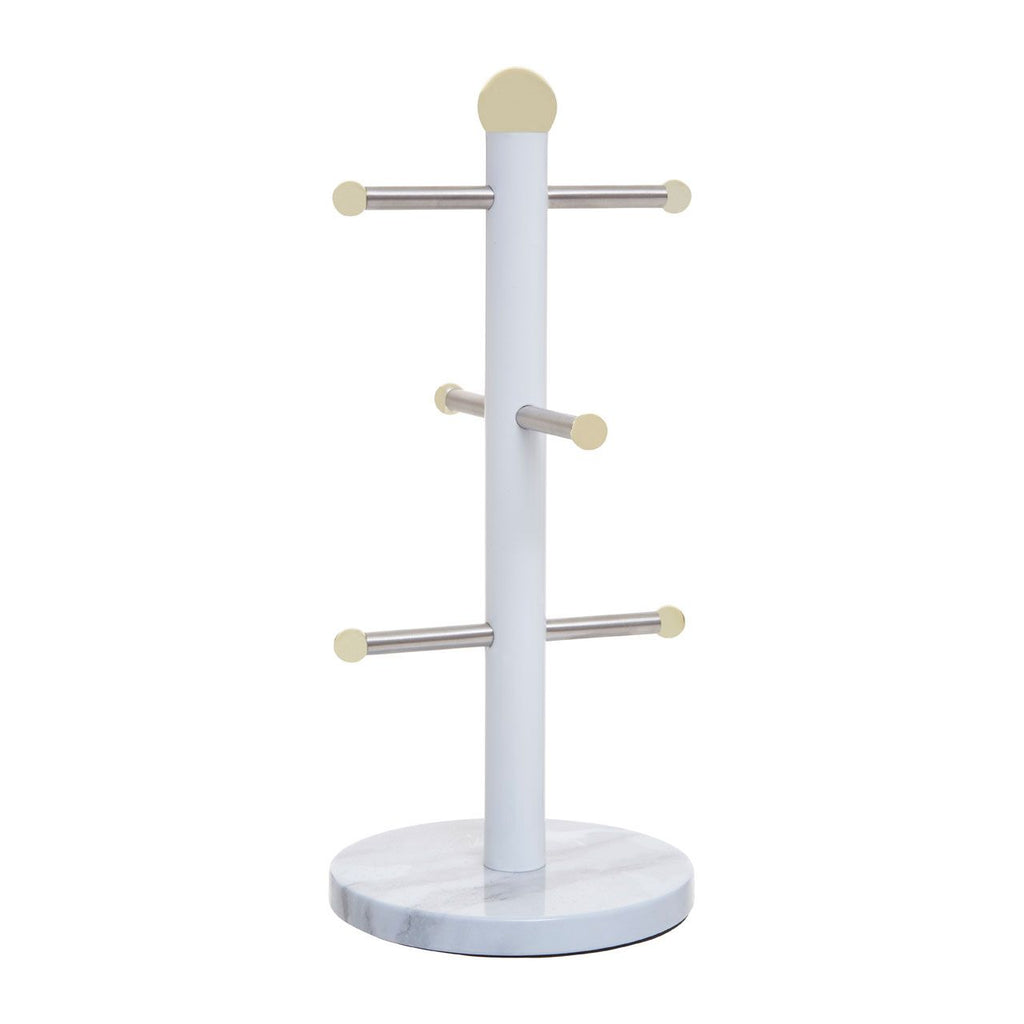 Bexfield White and Grey Marble Effect 6 Mug Tree Wide Base