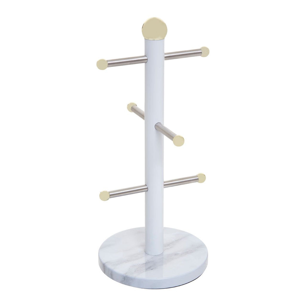 Bexfield White and Grey Marble Effect 6 Mug Tree Wide Base