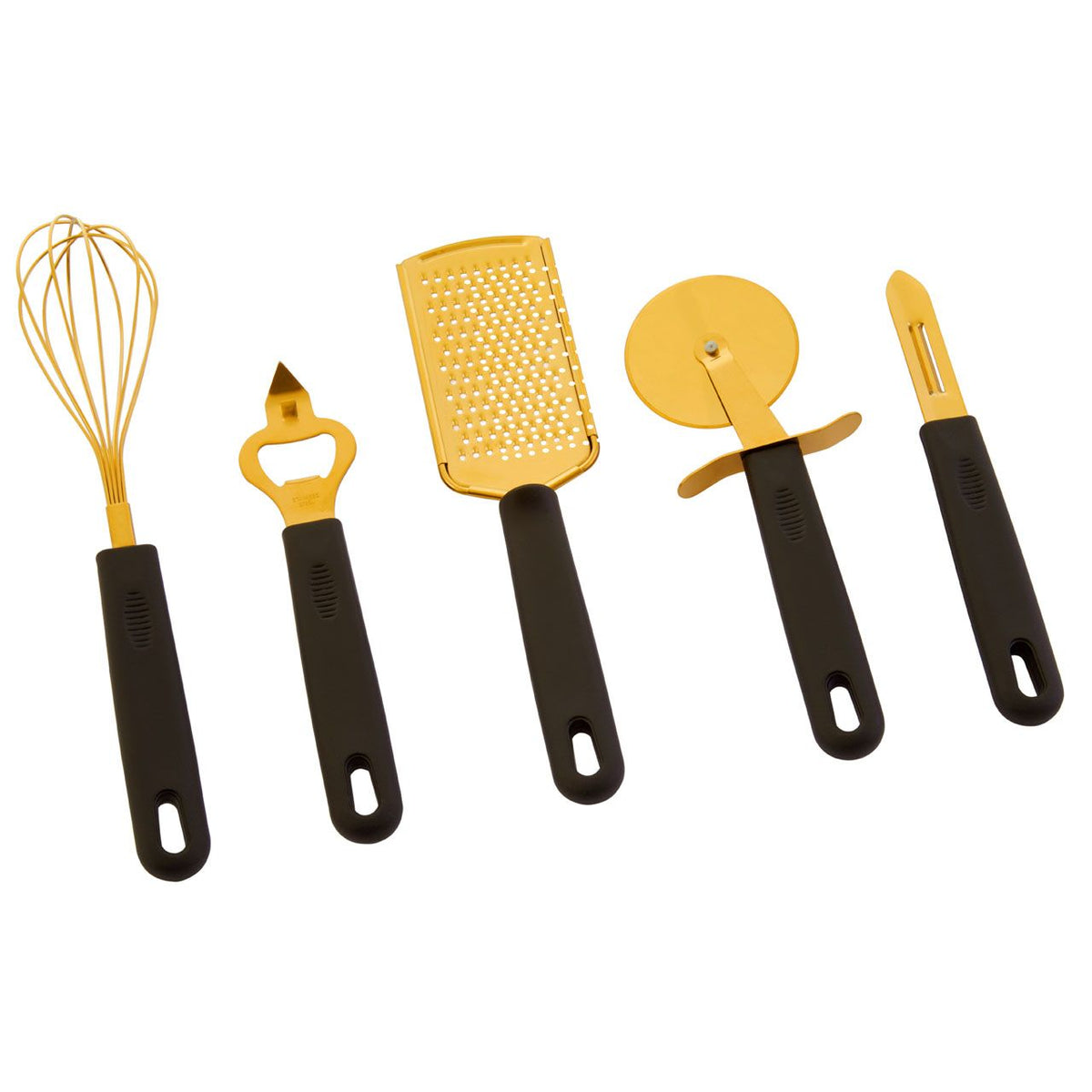 Brookcombe Light Gold and Black 5-Piece Kitchen Gadget Set