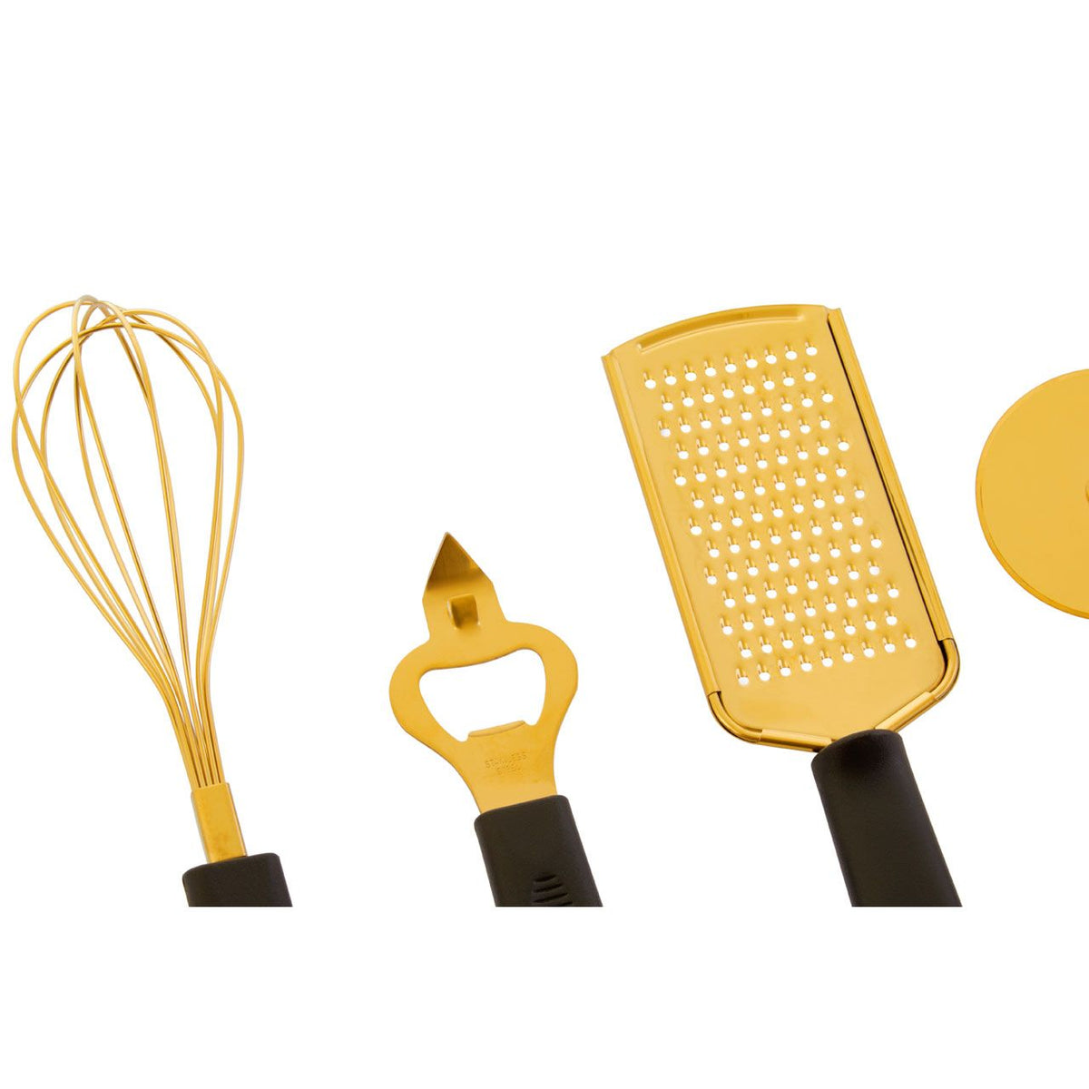 Brookcombe Light Gold and Black 5-Piece Kitchen Gadget Set