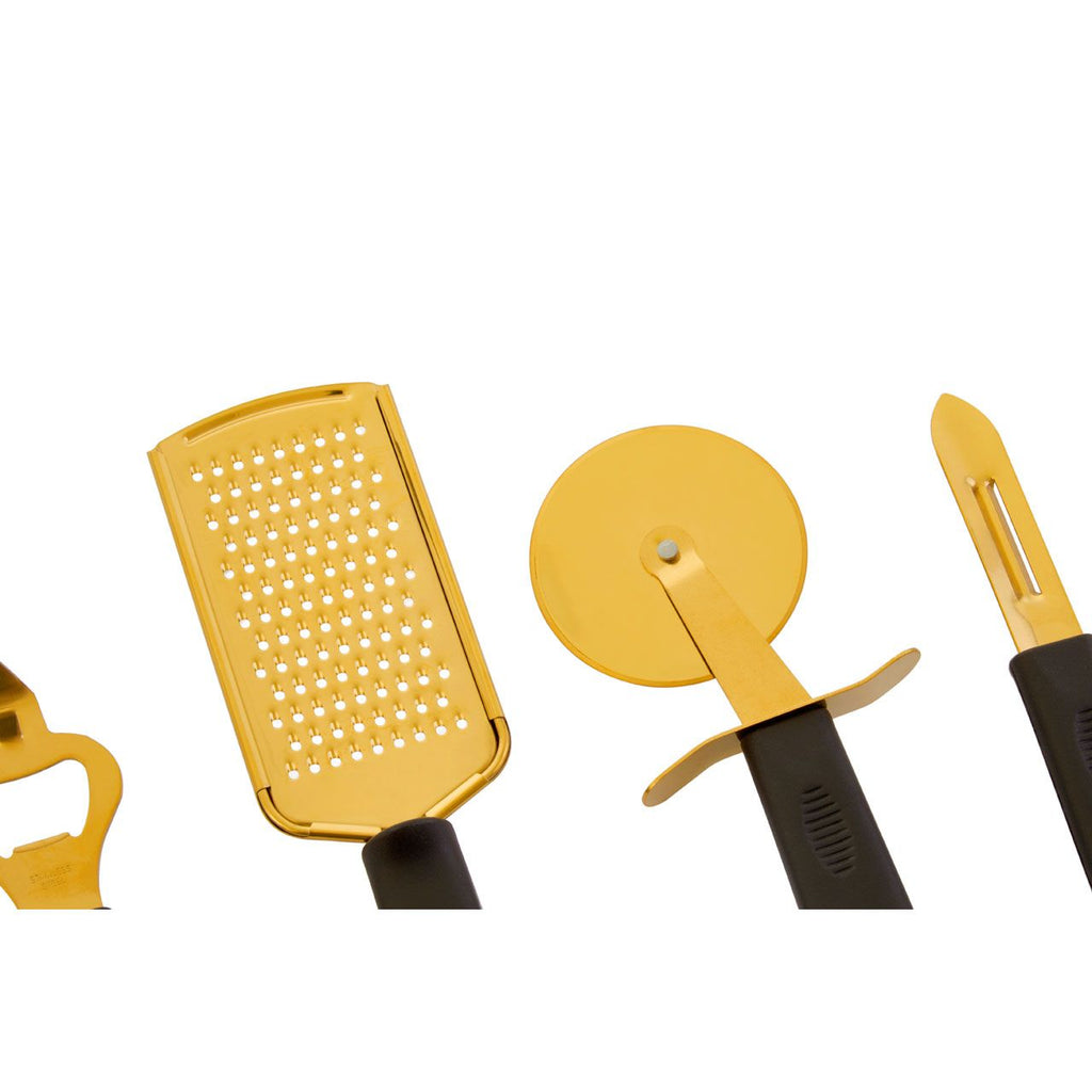 Brookcombe Light Gold and Black 5-Piece Kitchen Gadget Set