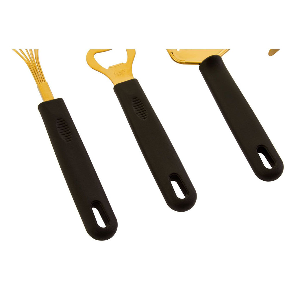 Brookcombe Light Gold and Black 5-Piece Kitchen Gadget Set