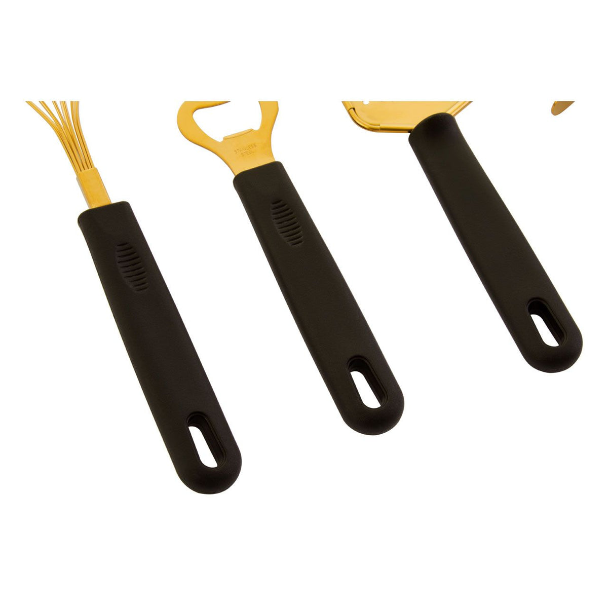 Brookcombe Light Gold and Black 5-Piece Kitchen Gadget Set