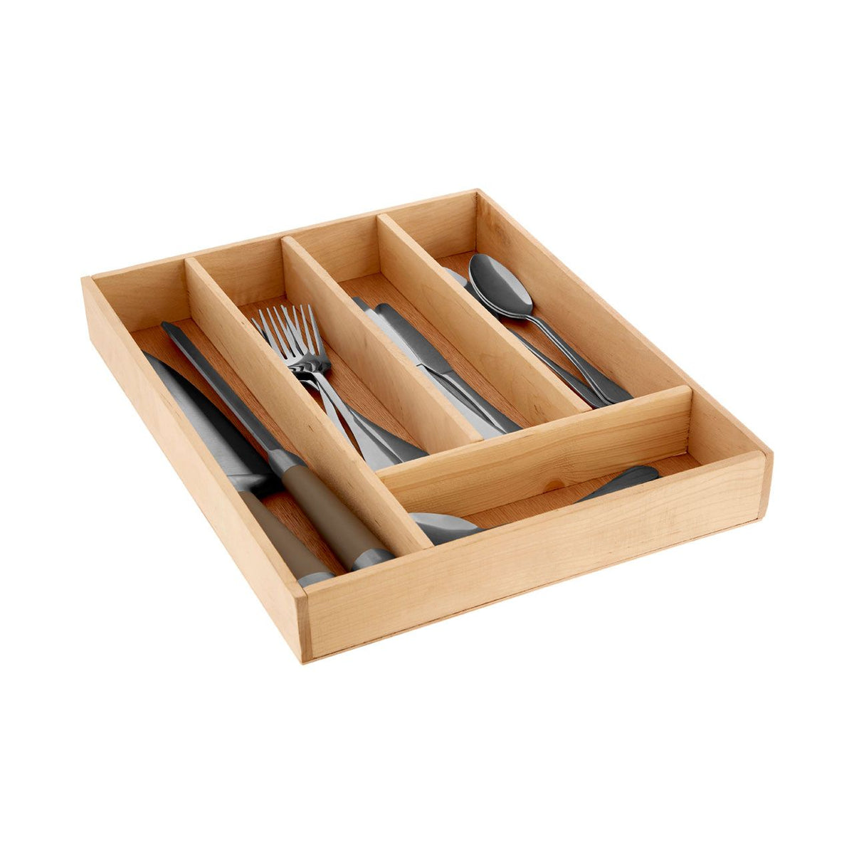 Oakwood Wooden 5-Compartment Kitchen Organizer Cutlery Tray