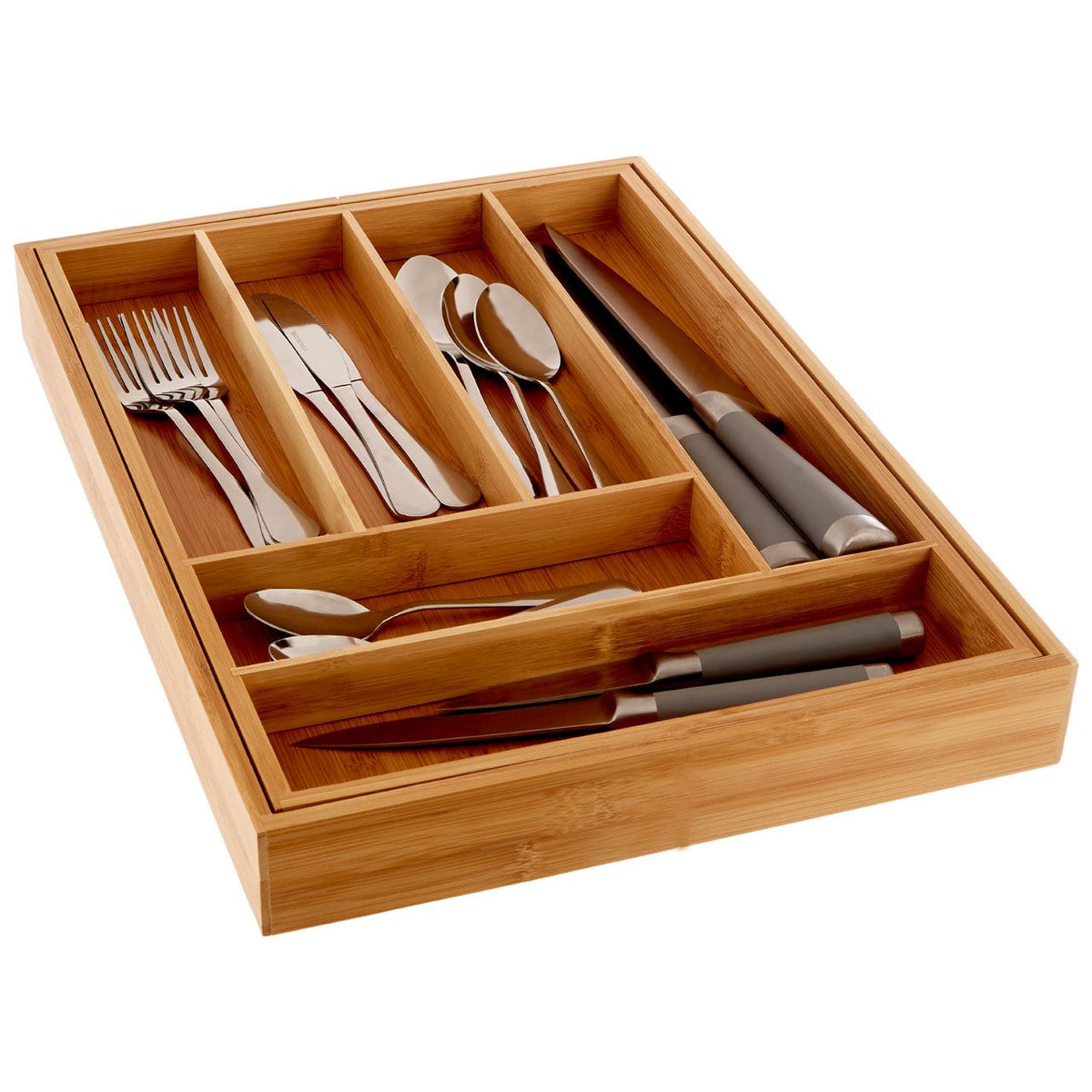 Fernmere Bamboo Rectangular Expandable Cutlery Tray