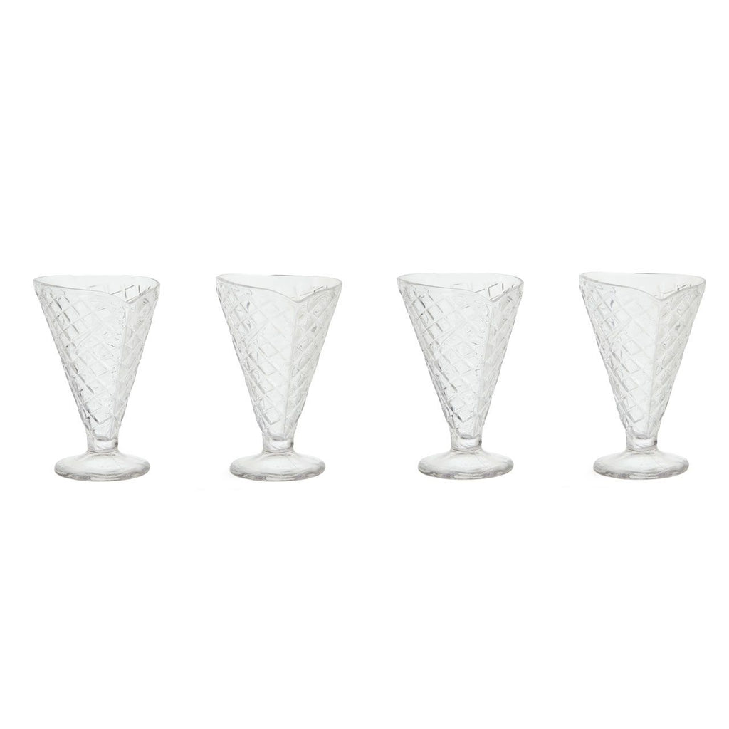 Ellwood Waffle Cone Design Sundae Dessert Glasses Set of 4