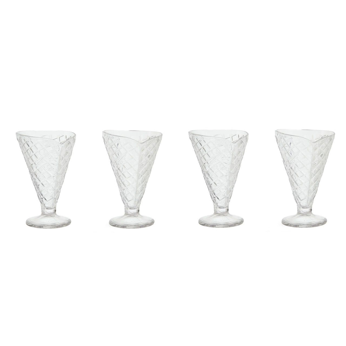 Ellwood Waffle Cone Design Sundae Dessert Glasses Set of 4