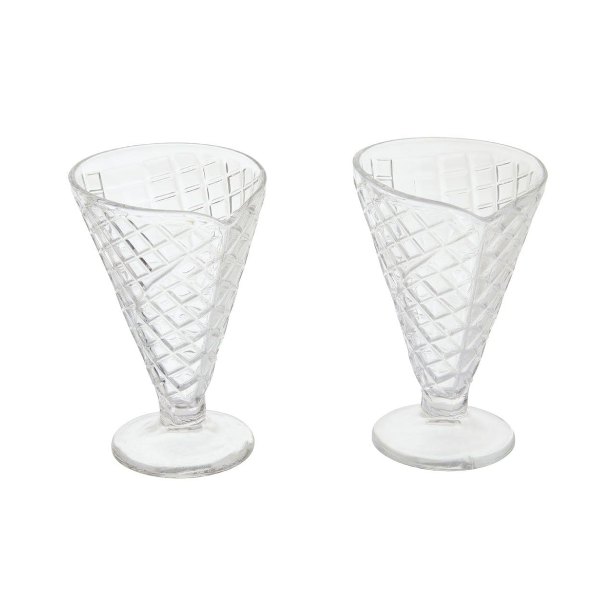 Ellwood Waffle Cone Design Sundae Dessert Glasses Set of 4