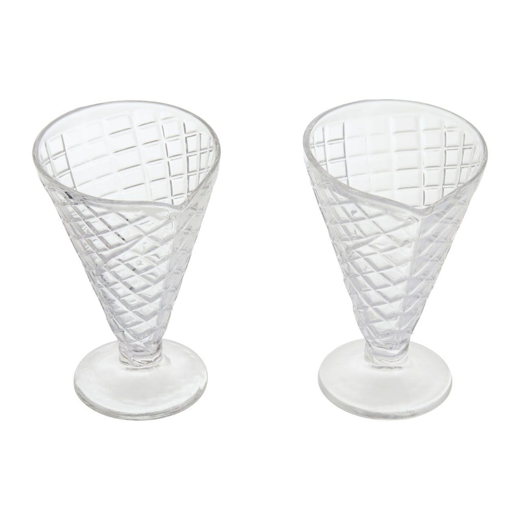 Ellwood Waffle Cone Design Sundae Dessert Glasses Set of 4