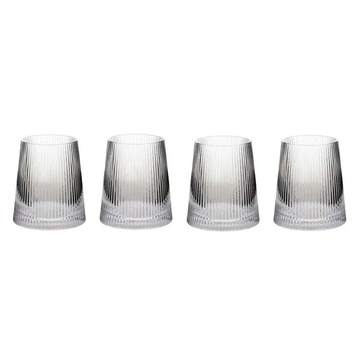Hazelfield Set of 4 Ribbed Clear Glass Tumblers