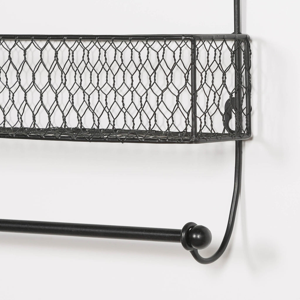 Calderwood Black Wall Spice Rack with Kitchen Roll Holder