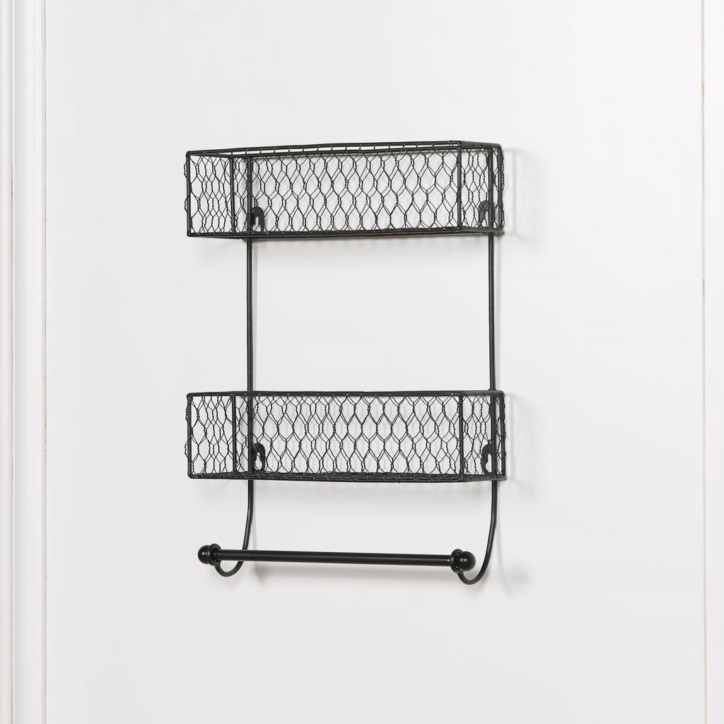 Calderwood Black Wall Spice Rack with Kitchen Roll Holder