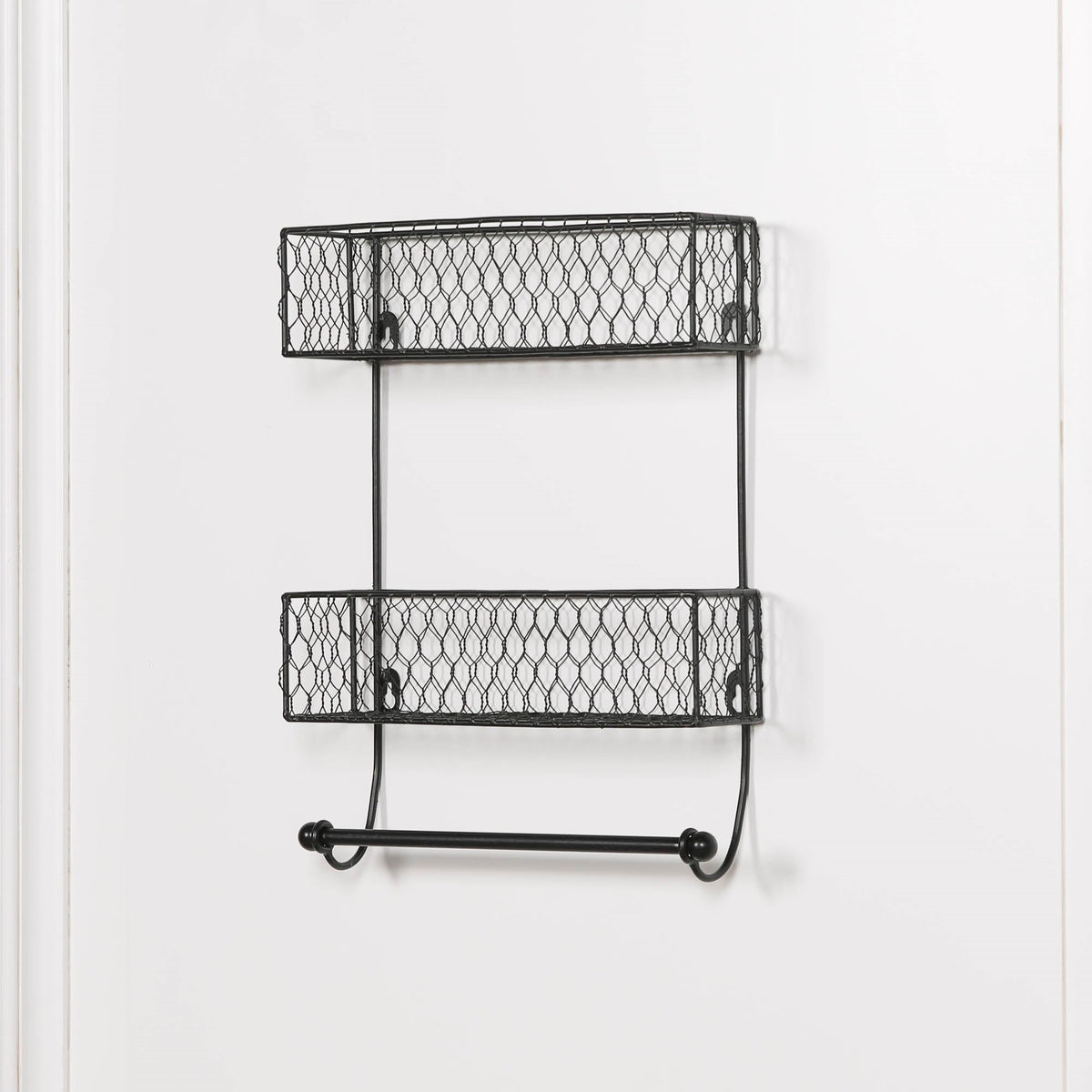Calderwood Black Wall Spice Rack with Kitchen Roll Holder