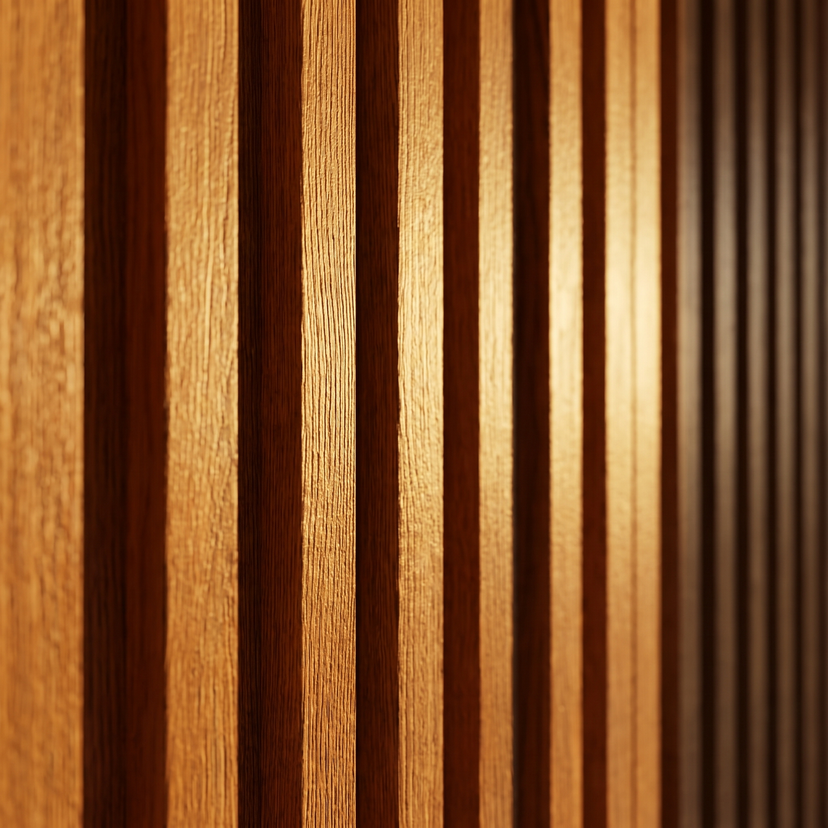 Close detail of the solid wood slats