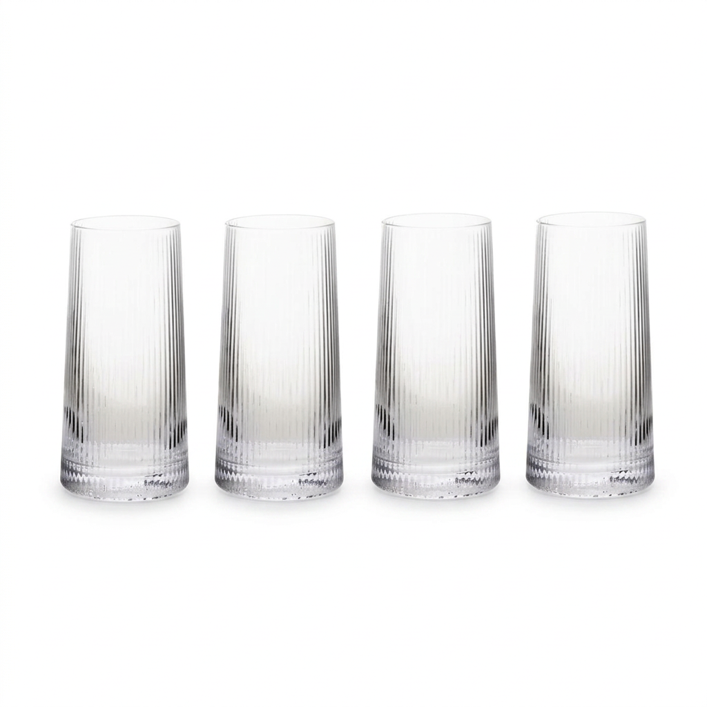 Wincombe Set of 4 Ribbed Hi Ball Glasses