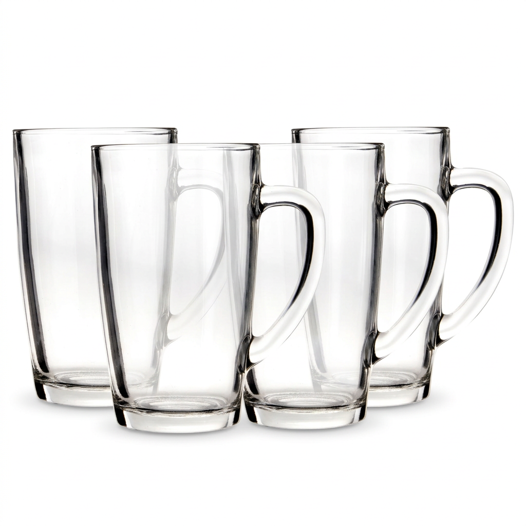 Winwood Clear Tall Glass Mugs Set of 4