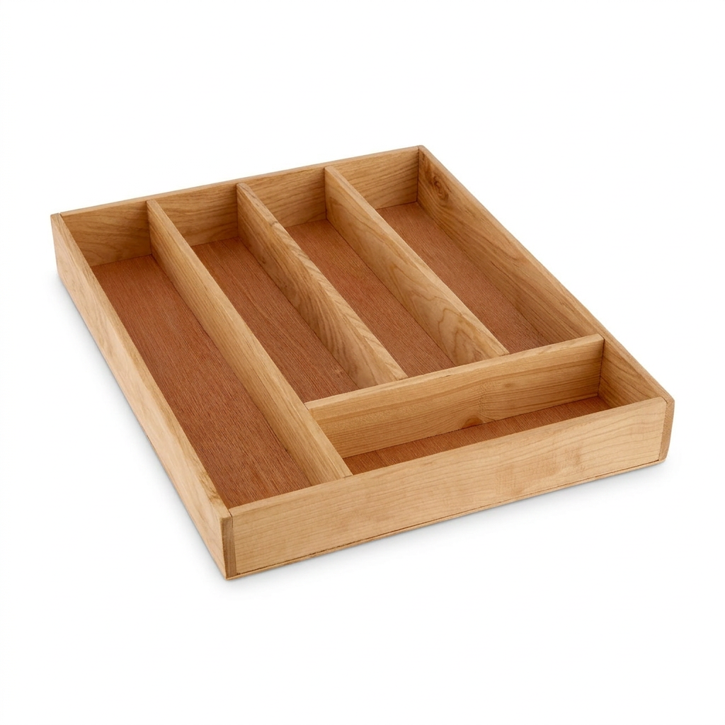Oakwood Wooden 5-Compartment Cutlery Tray