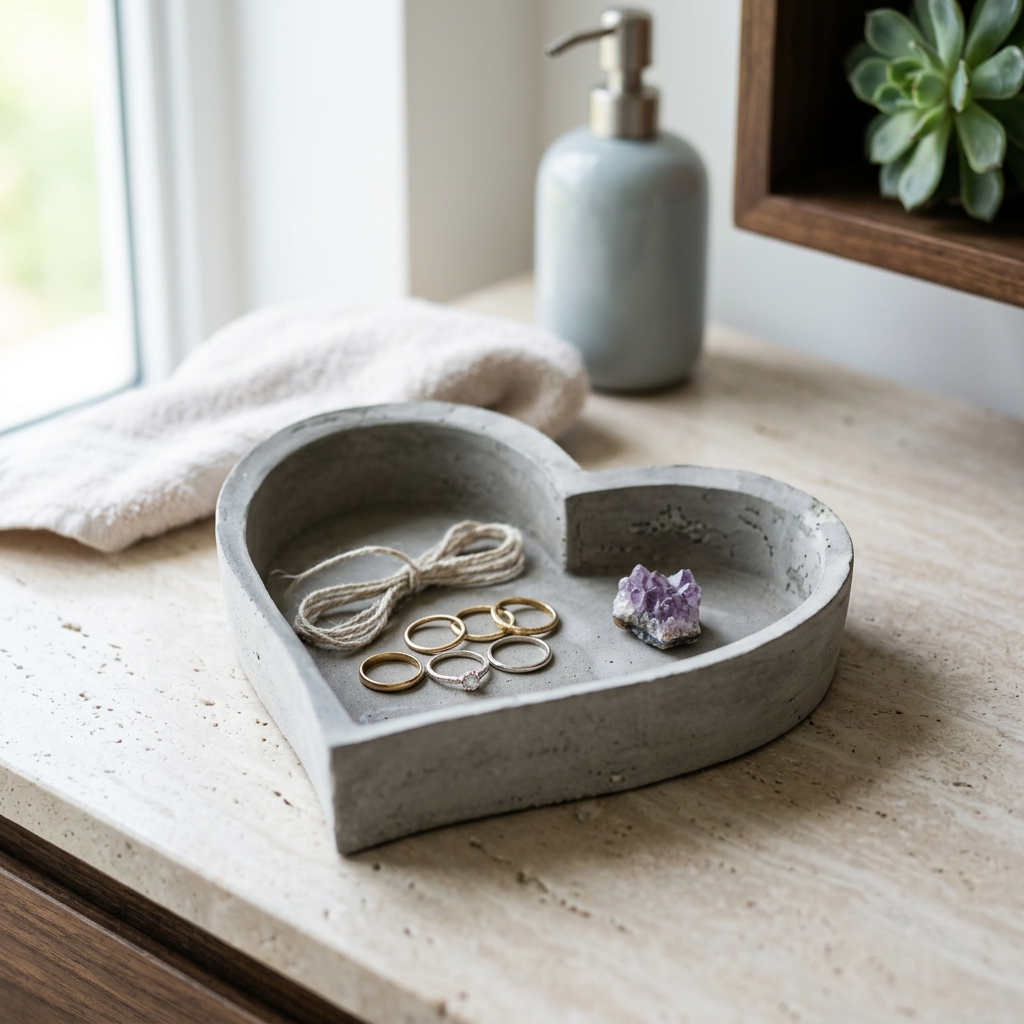 Thornley Heart-Shaped Cement Tray in use