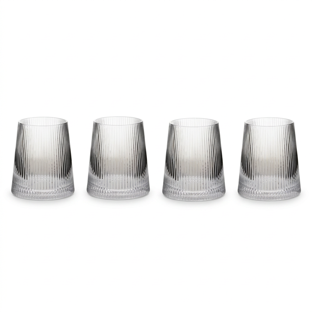 Hazelfield Set of 4 Ribbed Clear Glass Tumblers