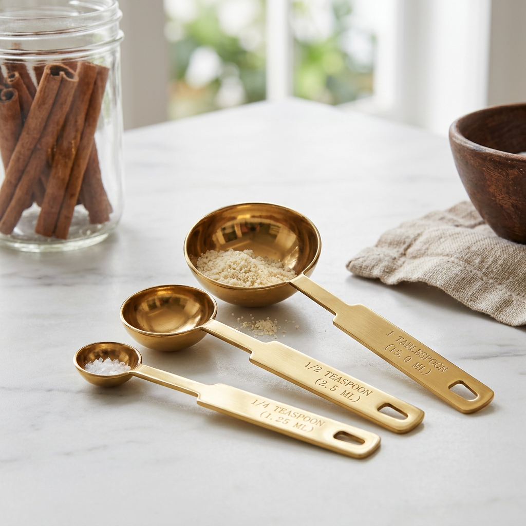 Ellford Set of 4 Gold Measuring Spoons in use