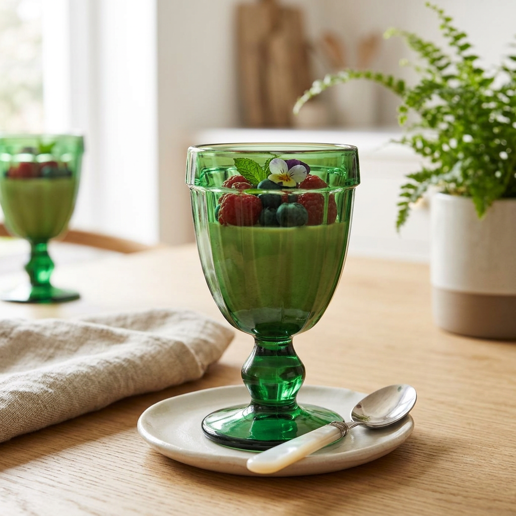 Kelcombe Sundae Glass Goblet Green in use