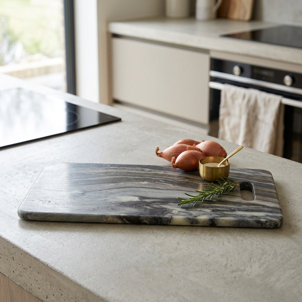 Thornbury Black Stone Marble Chopping Board in use