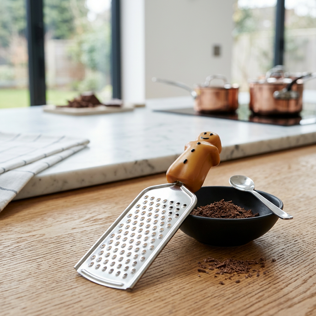 Ferncombe Gingerbread Man Dessert Grater in use