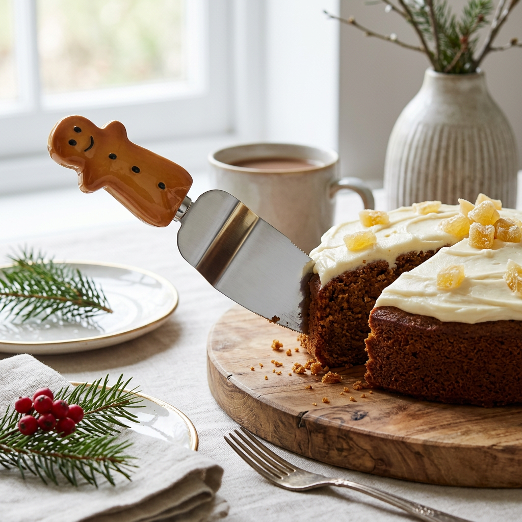 Thornmere Gingerbread Man Cake Slice in use