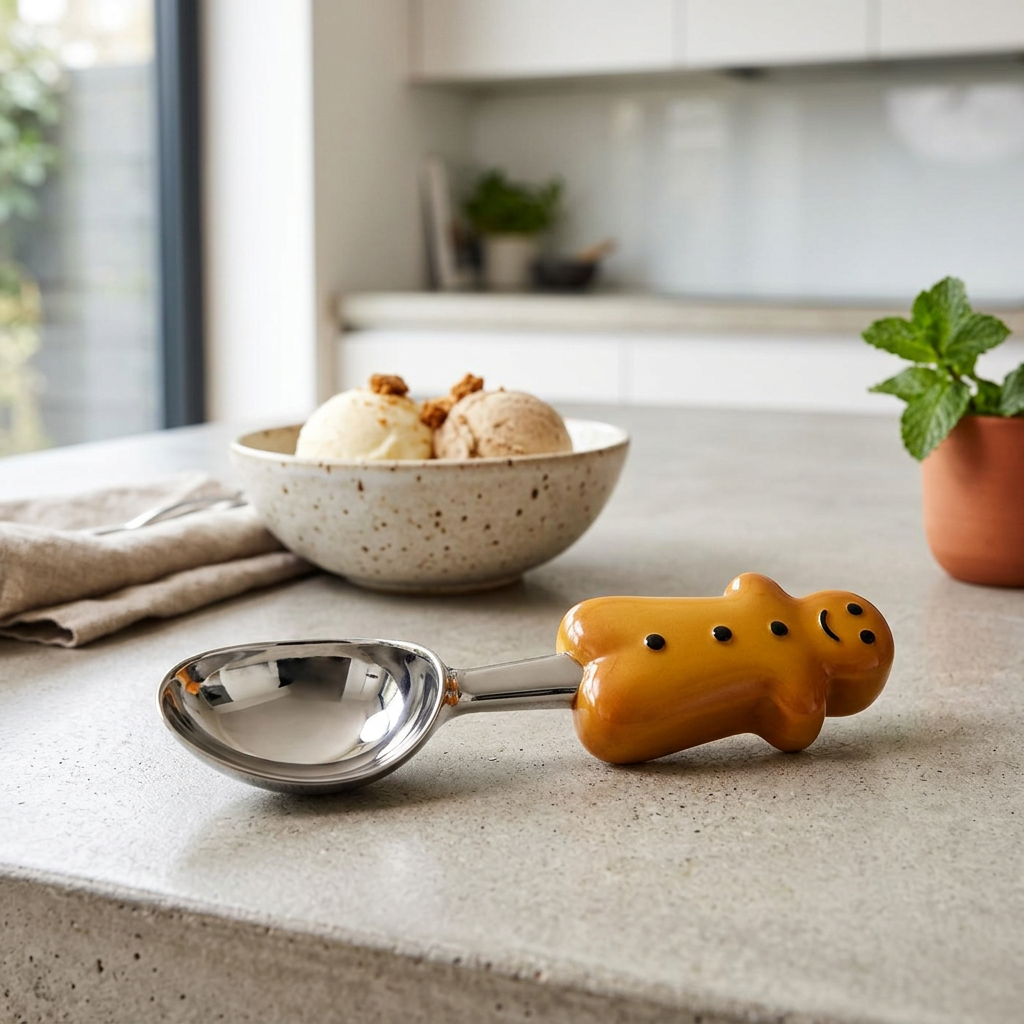 Thorncombe Gingerbread Man Ice Cream Scoop in use