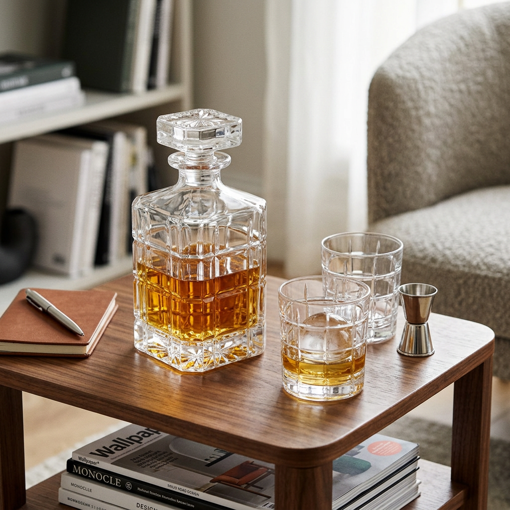 Fernstead Decanter and 2 Tumblers Glassware Set in use