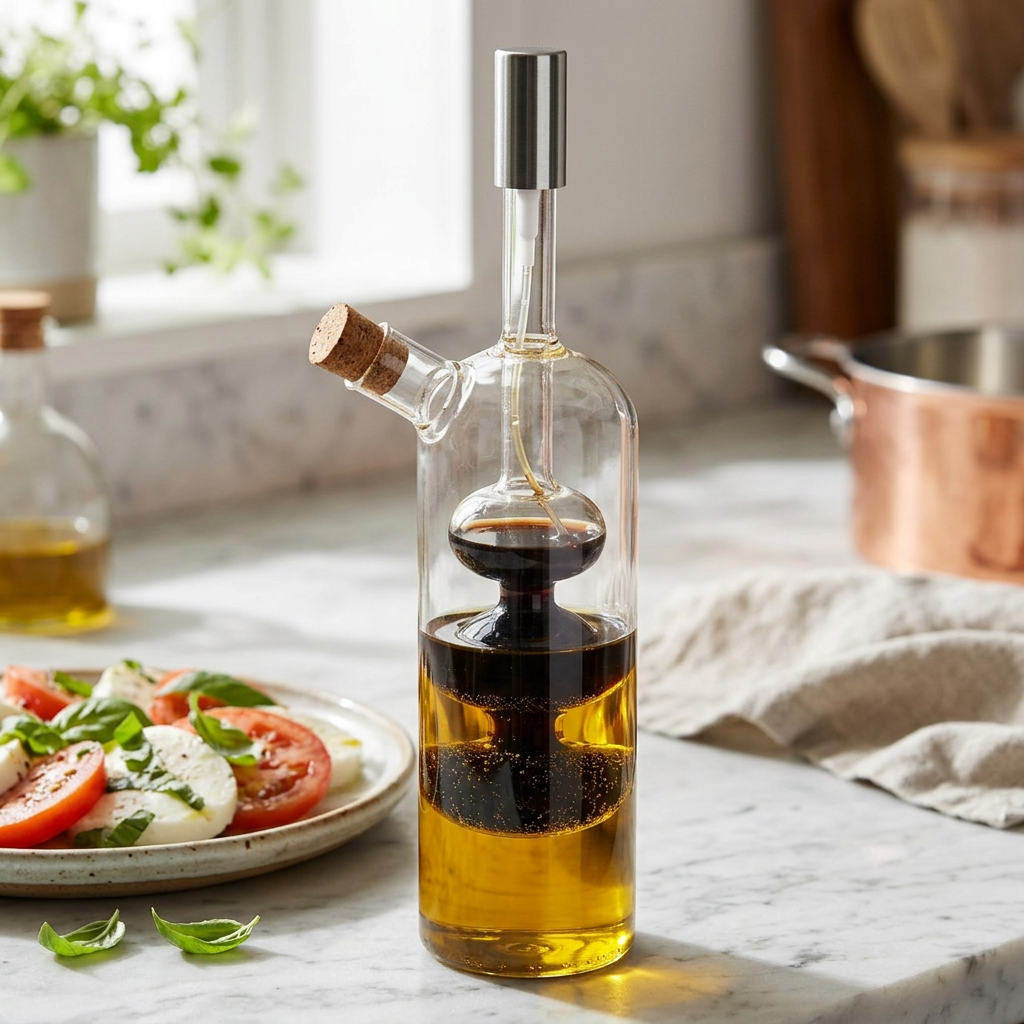 Winmere Oil and Vinegar Dispenser Pourer and Sprayer in use
