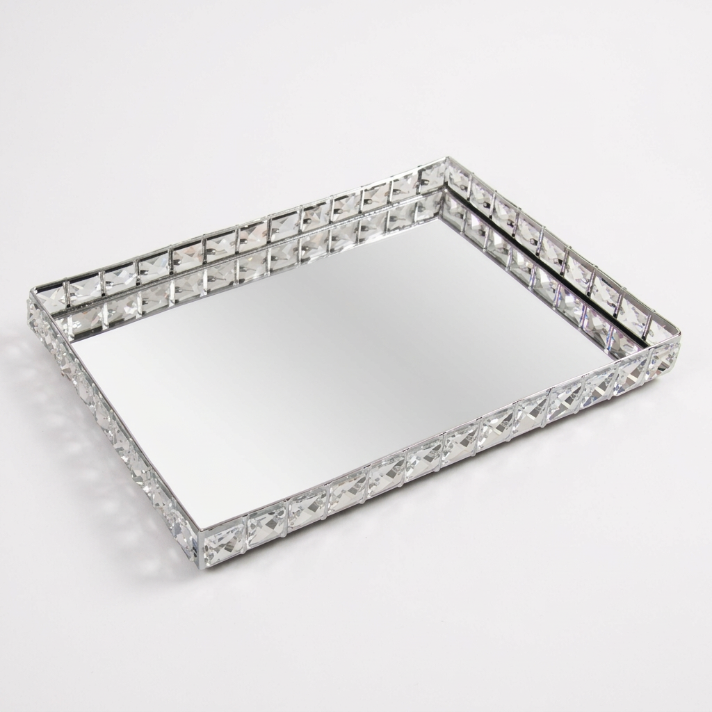 Fernwood Mirrored Rectangular Crystal Edged Tray