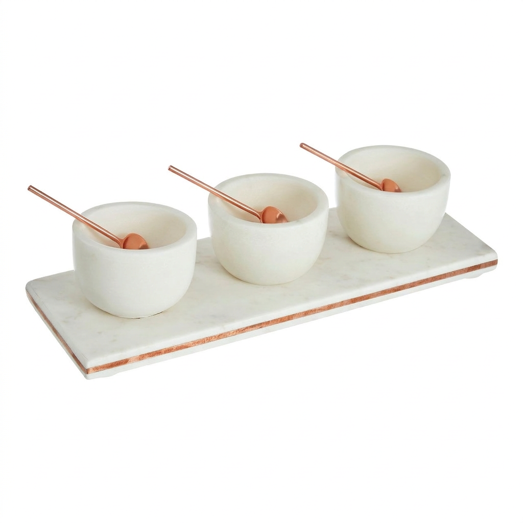 Brookmere Copper Trim Condiment Serveware 3PC Set