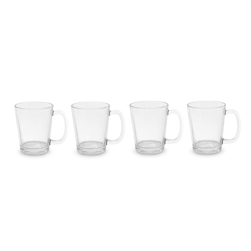 Hartcombe Set of 4 Glass Mugs with Handles