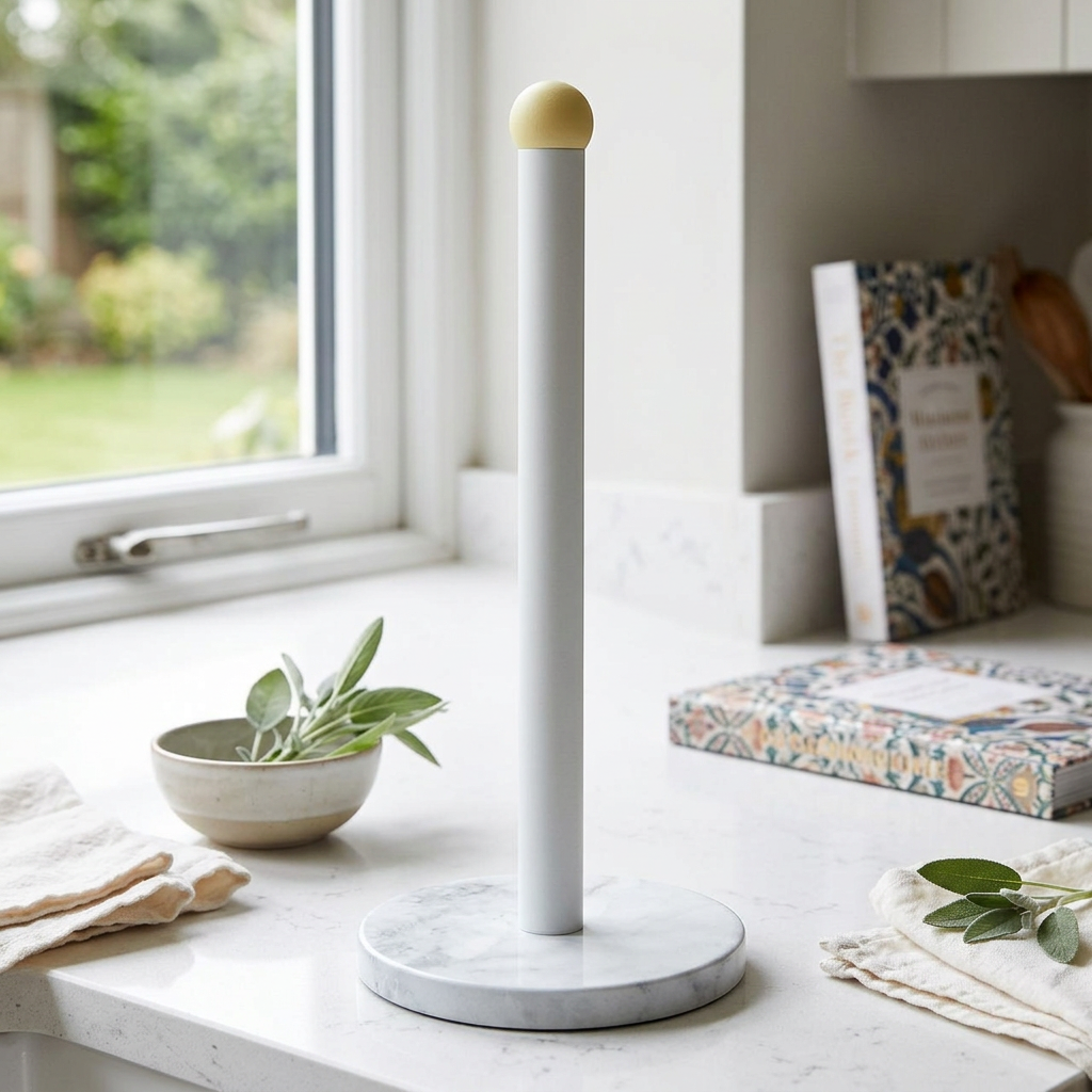Fernford Marble Effect Kitchen Roll Holder in use