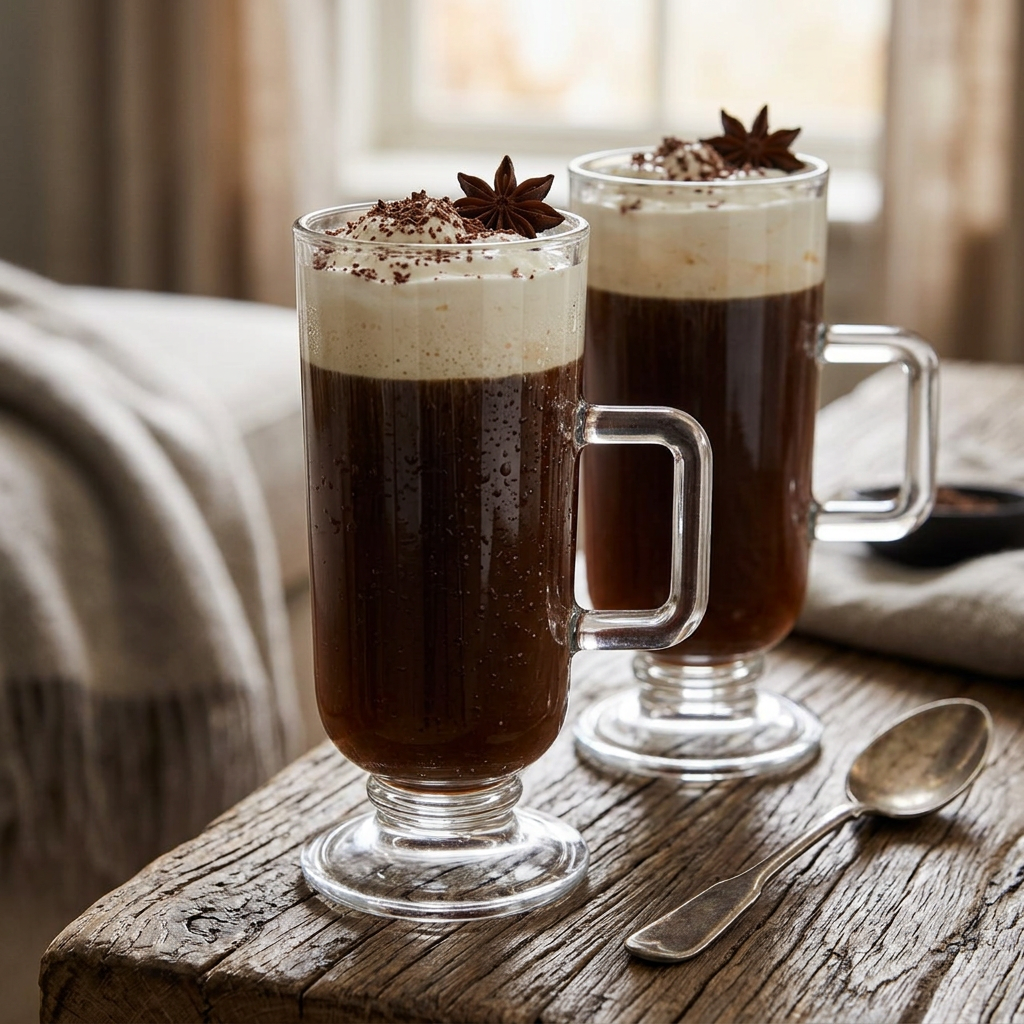 Stonemere Irish Coffee Glasses with Handles Set of 4 in use