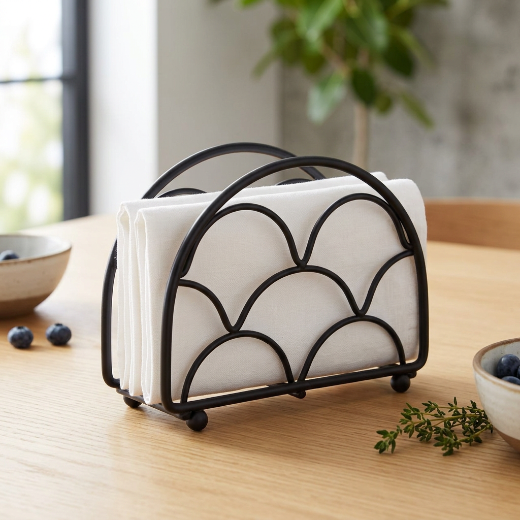 Kelley Deco Napkin Holder Matte Black in use